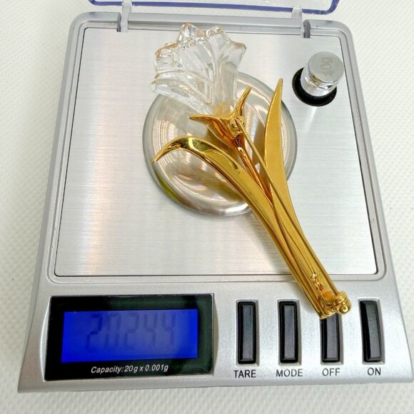 Retired Swarovski Tulip Flower Brooch Swan Logo Gold Tone Clear Crystal Pin - Picture 2 of 7